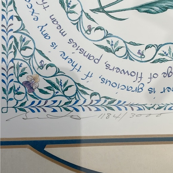 Susan Loy Art, 10x10, framed and matted Pansy/Thoughts, Literary Calligraphy Art - Picture 7 of 11